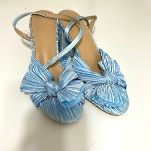 Satin Blue Bow Heels